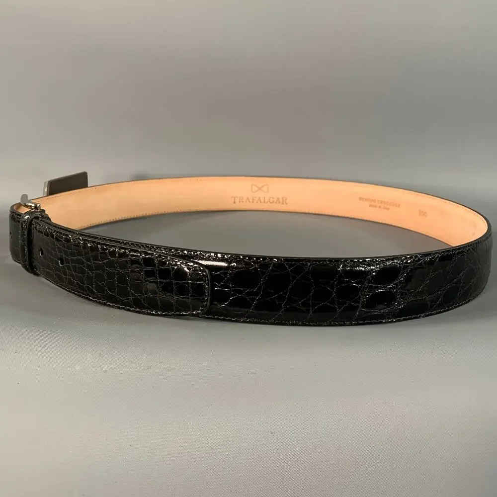 TRAFALGAR Size 40 Balck Crocodile Leather Belt